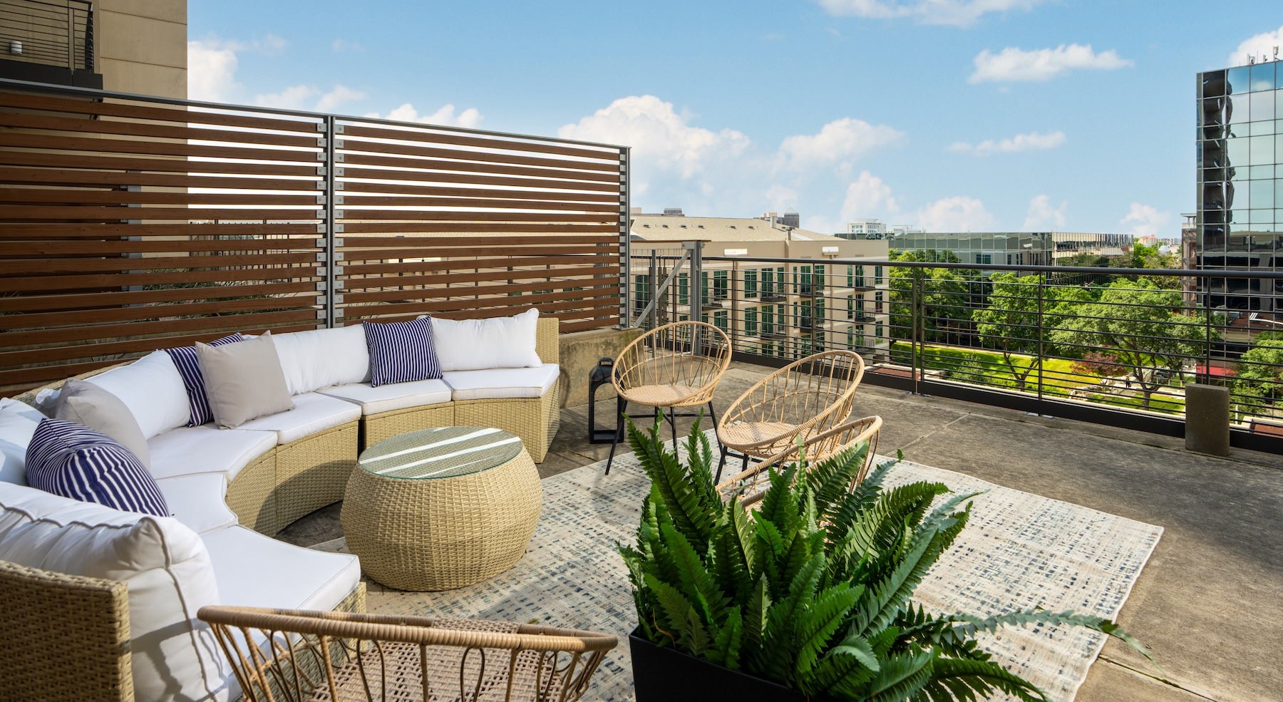 spacious balcony overlooking a city